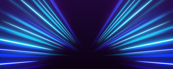 Multicolor speed trail with glowing gradient lines, smooth motion and vibrant light energy vector © longstock
