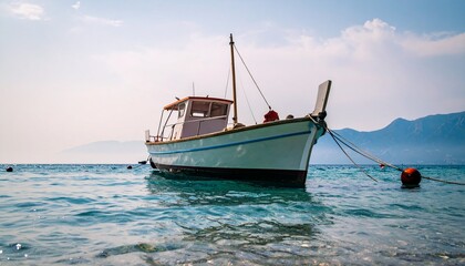 Obraz premium 青い海に浮かぶ小舟