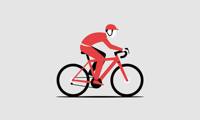 Obraz premium Minimalist Red and Black Road Cyclist Vector Illustration