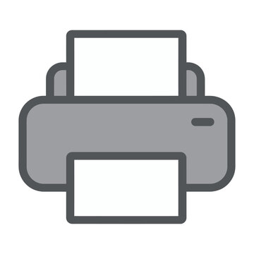 Simplified vector of a printer with a blank paper in its tray