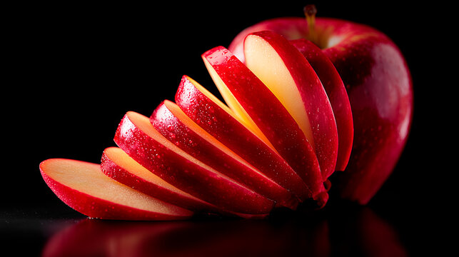 Slices of red apple sliced ​​horizontally