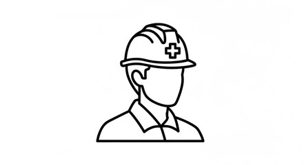 Obraz premium Illustration of a construction worker wearing a hard hat.
