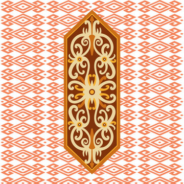 Traditional Borneo Dayak Pattern Vector with Ethnic Tribal Motif