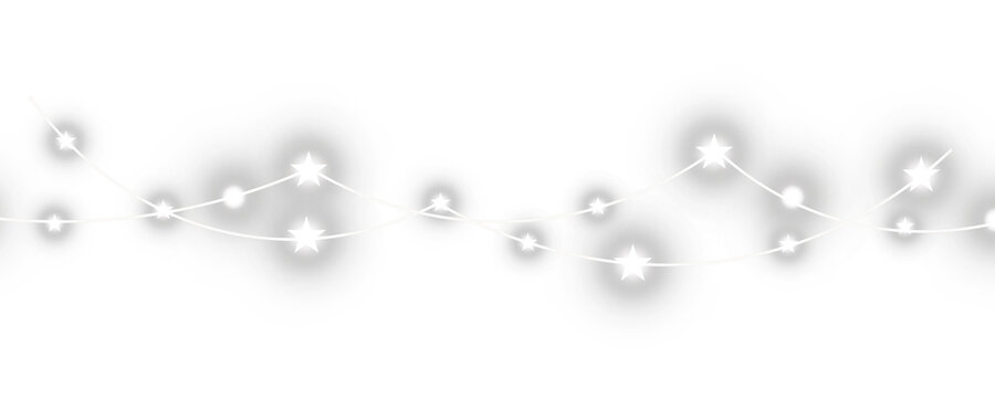 Christmas bulbs twinkle with gentle shine, festive garland string light PNG	
