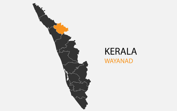 Kerala png map with districts, Indian state Kerala district map, Kerala Wayanad