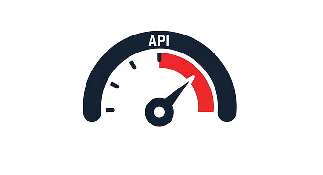 Api usage gauge meter with red indicator on white background