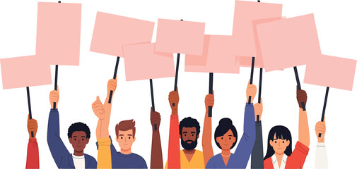 Fototapeta premium Diverse People Holding Protest Signs