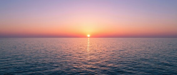 Fototapeta premium Sunset over calm ocean waters seaside location landscape photograph tranquil environment wide-angle viewpoint serenity concept for ultimate seo impact