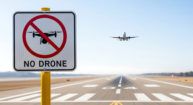 Airport safety regulations prohibit drone usage near runways to prevent flight interference