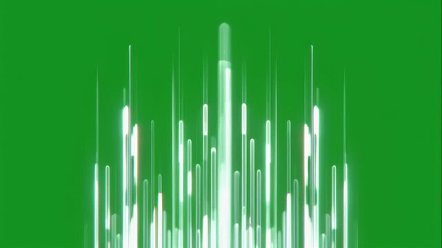 Energetic light trails rise across green background.