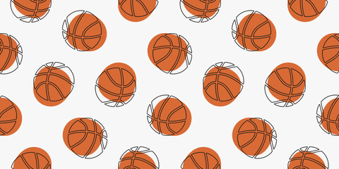 Obraz premium basketball seamless pattern illustration. basketball sport vector illustration.hand-drawn basketball illustration
