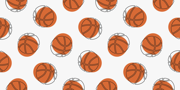 basketball seamless pattern illustration. basketball sport vector illustration.hand-drawn basketball illustration