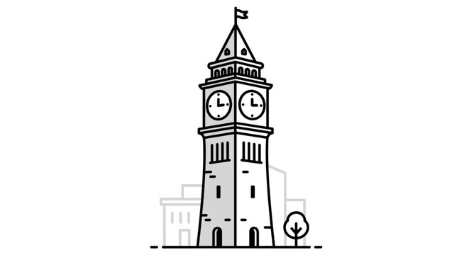 Clock tower with flag on top.