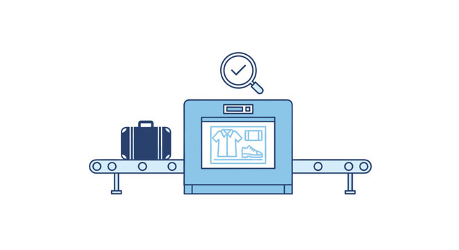 X ray machine scanning luggage.