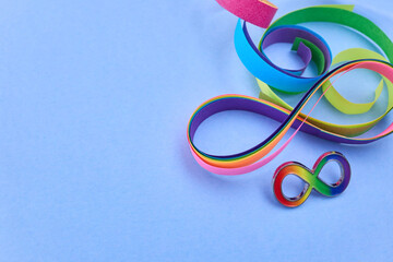 Fototapeta premium Rainbow infinity symbol representing neurodiversity and autism awareness