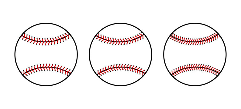 Classic baseball with red stitching and detailed lace seams. Perfect softball icon for sports team logos, athletic equipment graphics, and game day designs.