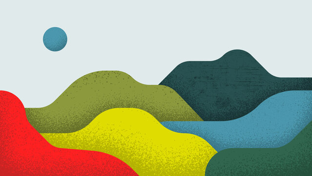 Minimalist landscape with wavy shapes