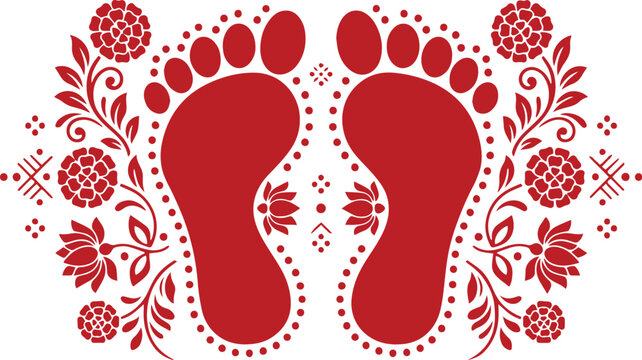 Kanku Pagla Lakshmi Footprints Navratri Design