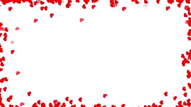 valentine romantic love frame with heart shape glow effect wedding border overlay white background. valentine and anniversary celebration romantic isolated motion design element