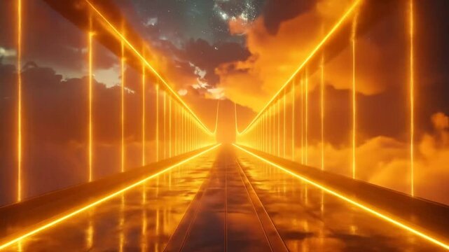 Abstract glowing pathway against dramatic sky