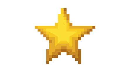 Obraz premium Golden Pixel Art Star Icon Symbol.