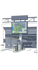 Naklejka premium Modern Toll Booth with Digital Signage Illustration.