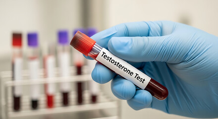 Naklejka premium Testosterone Blood Test Medical Sample Collection for Hormone Level Analysis
