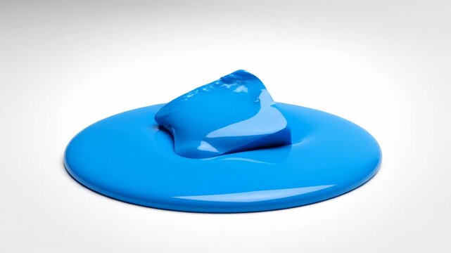 Minimalist Blue Cube Melting Into a Puddle Realistic Animation