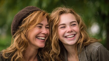Fototapeta premium Candid portrait of two smiling young women outdoors, natural light friendship moment, cozy autumn fashion and lifestyle isolated PNG with Transparent Background