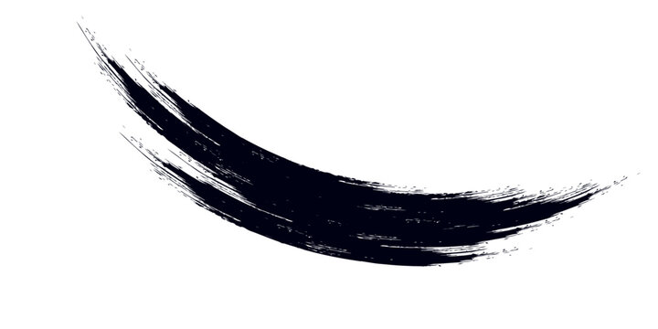 Abstract circle with brush stroke, Grunge texture white and black. Hand drawn broken, Grunge Brush Wave. Abstract surfing Icon .ink curved line, paintbrush with black ink in old style