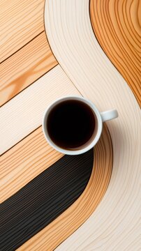 Vertical Father's Day background featuring coffee mug on minimalist wooden background, suitable for social media greetings post