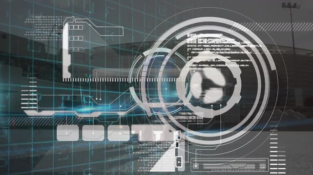 Animation of data processing over african american male runner