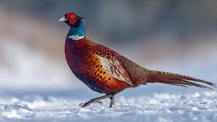 Fototapeta premium pheasant in the snow