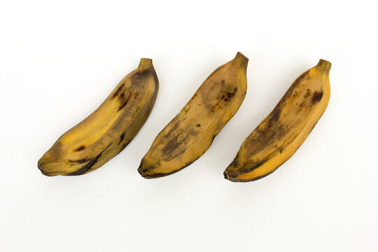 Steamed saba bananas isolated on white background. Saba bananas are nutrient-dense cooking bananas packed with vitamins A, B, and C, potassium, and high dietary fiber. They boost immunity, enhance dig