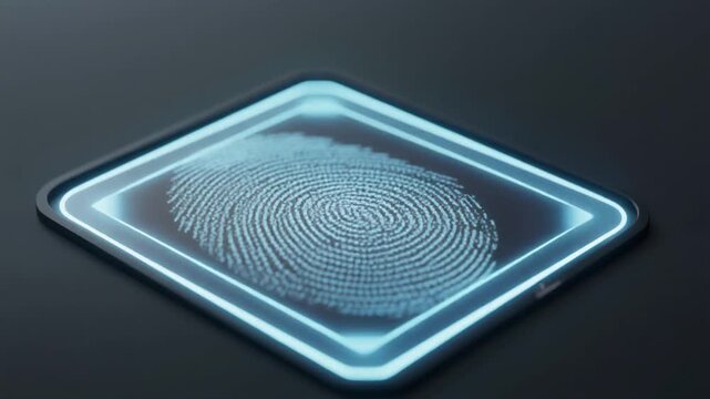 Digital fingerprint scanning technology concept on dark background