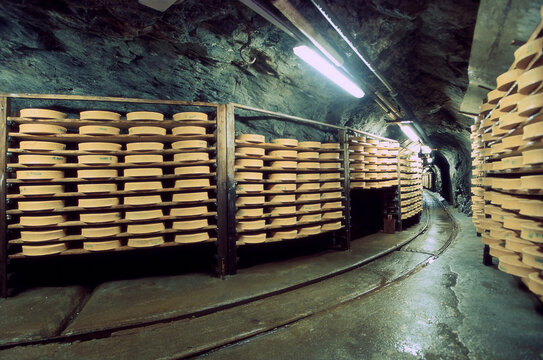 Fontina Valdostana or Fontina della Valle d&rsquo;Aosta in Italy Valpelline ancient mine where the Fontina is aged