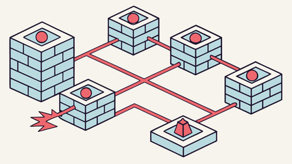Fototapeta premium A vector graphic illustration of a network connection diagram with blocks and lines