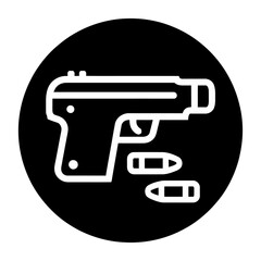 Fototapeta premium Vector featuring a handgun with two bullets inside a circle.