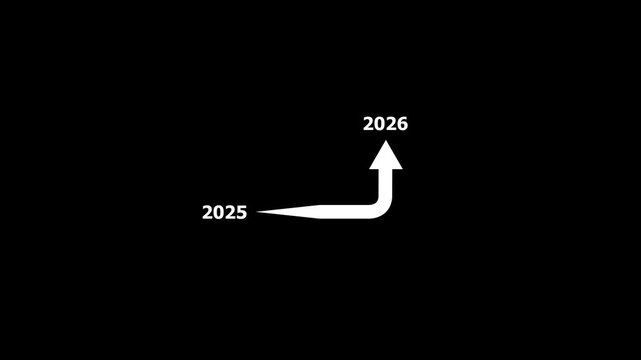 2025 to 2026 Business Growth Arrow Animation; Success and Progress Concept Motion Graphic with Upward Direction