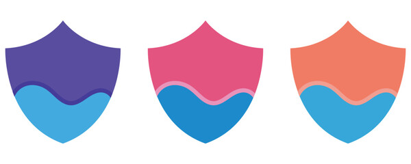Water shield icon vector set in trendy flat style illustration isolated on white background.