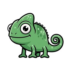 Obraz premium Smiling cartoon green chameleon character.