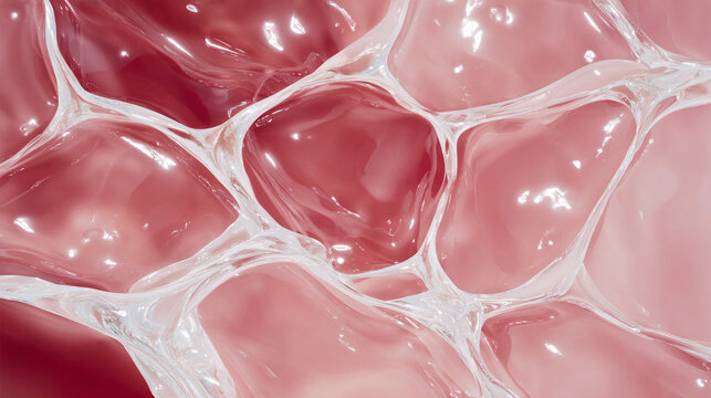 Macro close up of biological tissue or cellular structure with pink translucent texture.