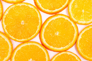 Fototapeta premium Orange fruit pattern composition. Summer healthy food background.