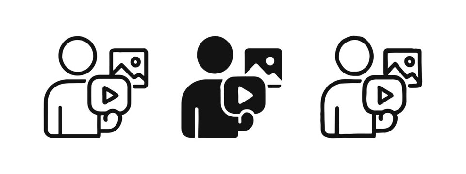 Content Creator or Media Production Icon Set. Video and Image Sharing.
