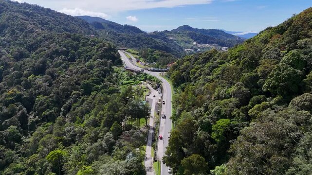 Aerial view of highway near Kinabalu Park Tinompok Ranau Sabah Malaysia