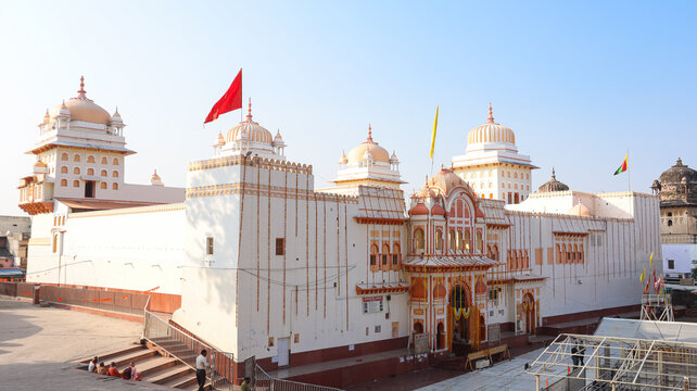 Famous Ram Raja Temple, the only temple where Lord Ram is worshipped as a king, in Orchha, Madhya Pradesh, India