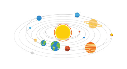 Colorful Solar System Illustration with Planets. © SuryaAji