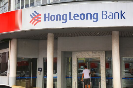 KUCHING, MALAYSIA - MARCH 9, 2024: Hong Leong Bank branch in Kuching, Malaysia. Hong Leong Bank Berhad is a major public listed banking group in Malaysia.