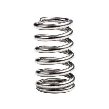 Shiny metal coil spring isolated on a clean white background for industrial applications