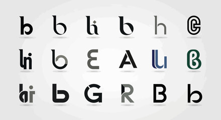 Modern Typography: Collection of Abstract Letter B Logos and Designs © difka